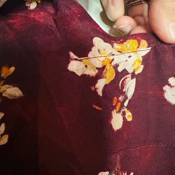 Caroline Constas Arabella Maroon Floral Sleeveless V-Neck Ruched Dress Size L - Picture 6 of 16